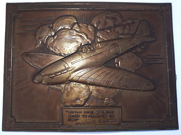 WWII Battle of Britain Spitfire Plaque by 'Metcraft' Production - Click for the bigger picture