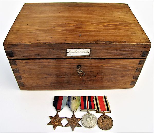 Royal Navy Ditty Box and WWII Medal Group - Click for the bigger picture