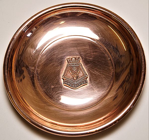 HMS Raleigh Copper Ashtray - Click for the bigger picture