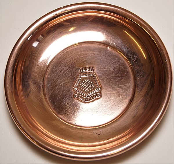 HMS Sheffield Copper Ashtray - Click for the bigger picture